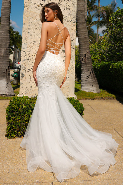 3D Flowers Appliques Mermaid Wedding Dress SU066W – Sparkly