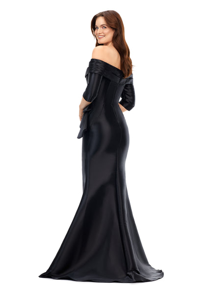 Ashley Lauren 11324 Off Shoulder Satin Evening Dress – Sparkly Gowns