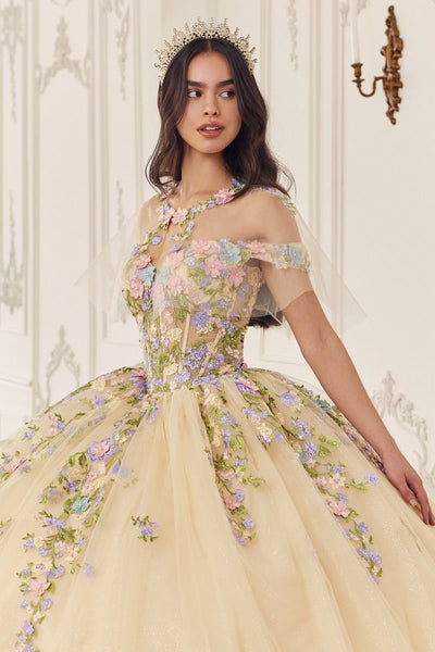 Multi Colored Floral Ball Gown 15724 Sparkly Gowns