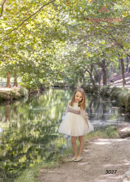 Polka Dotted Tulle Dress Ceremonial Flower Girl Spanish Dress by Carmy Sparkly Gowns