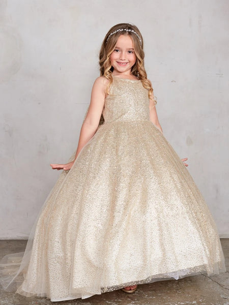 Glitter Ball Gown With Tail Gold Tip Top 5804 Sparkly Gowns 0704