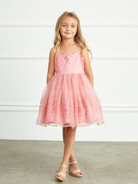 Rose gold glitter flower girl dress on sale