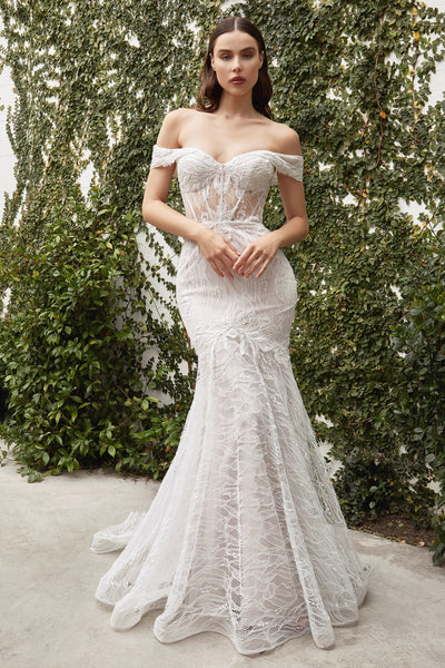 Andrea & Leo Couture A0666W Lace off-the-shoulder Mermaid Wedding Gown