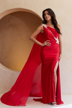 One Shoulder Cut Off Evening Dress 7056