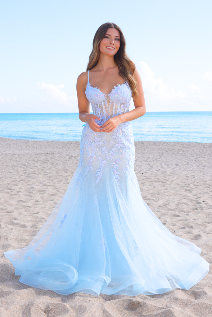 Mermaid Tulle Lace- Up Prom Dress  AC2120