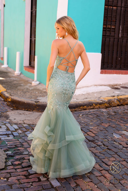 Floral Embroidered Prom Dress G1368 by Nox Anabel – Sparkly Gowns