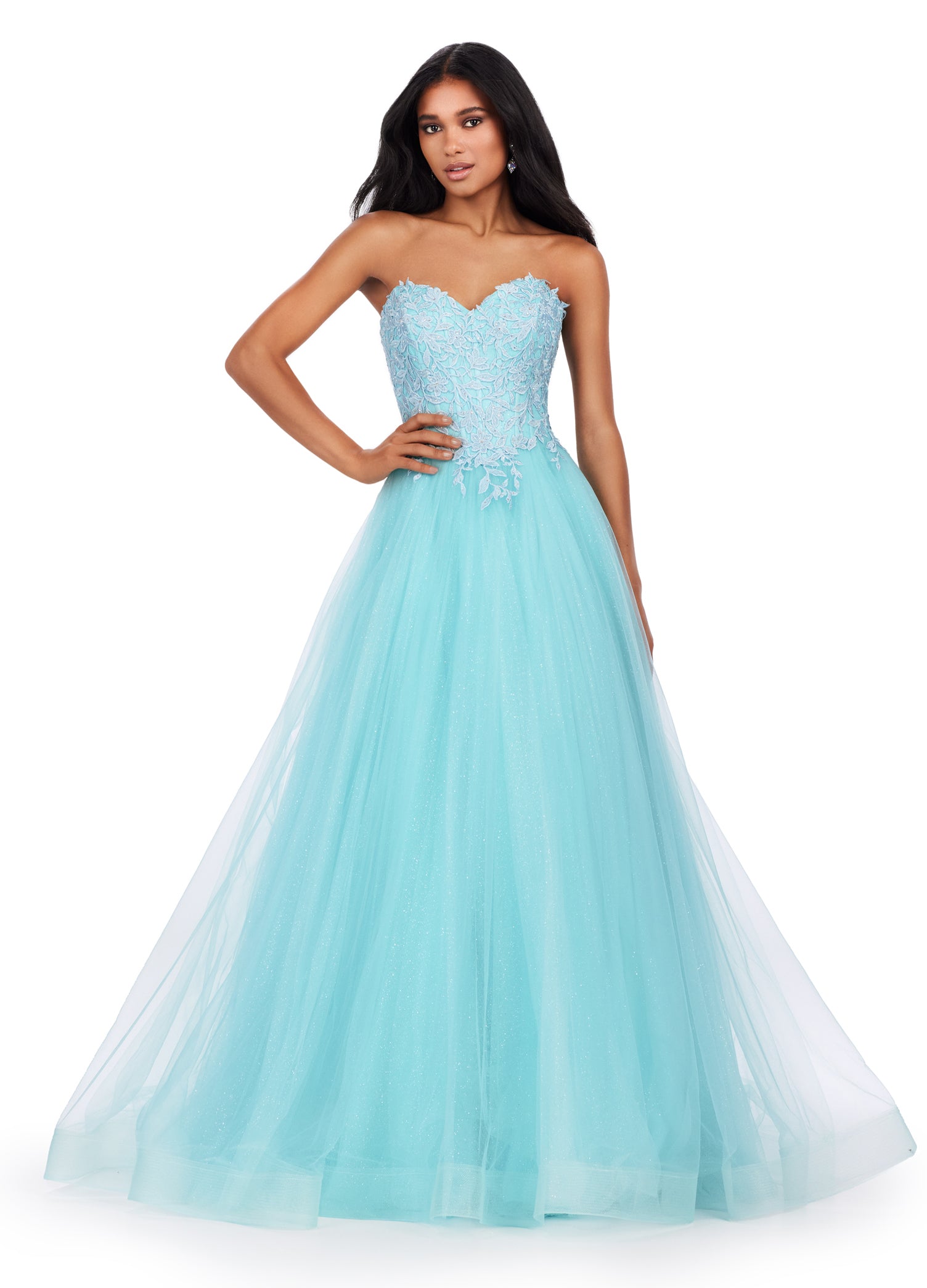 Ashley Lauren 11518 Glitter Tulle Ball Gown – Sparkly Gowns