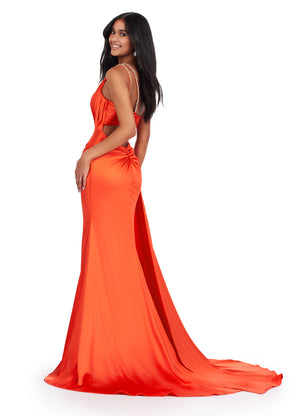 Ashley Lauren 11537 Vestido drapeado de un hombro