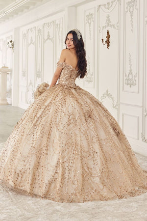 Off the Shoulder Floral Ball Gown 15712