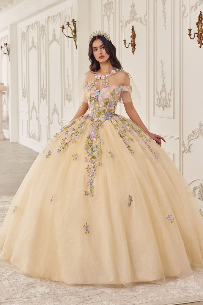 Multi Colored Floral Ball Gown 15724