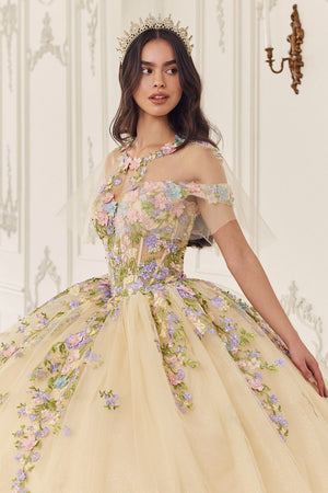 Multi Colored Floral Ball Gown 15724