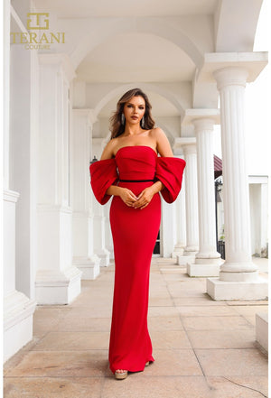 Terani 251E4204 Off the Shoulder Fitted Long Dress