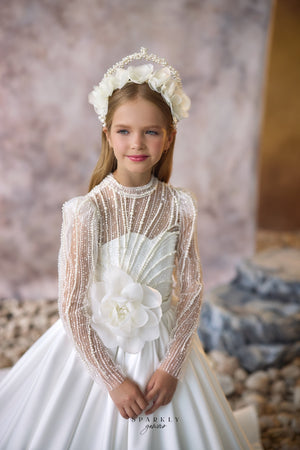 Long Sleeves Communion Flower Girl Dress Celestial 3704