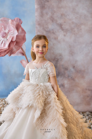 Short Sleeves Communion Flower Girl Dress Celestial 3707