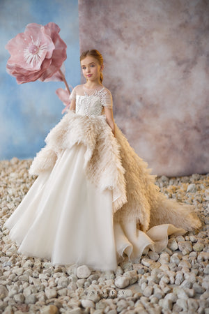 Short Sleeves Communion Flower Girl Dress Celestial 3707