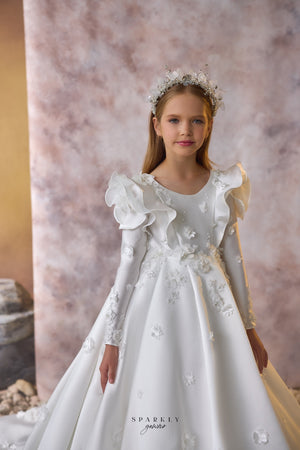 Long Sleeves Communion Flower Girl Dress Celestial 3711