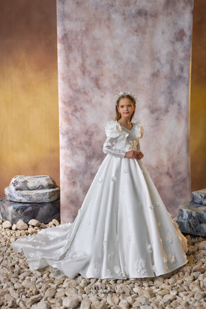 Long Sleeves Communion Flower Girl Dress Celestial 3711