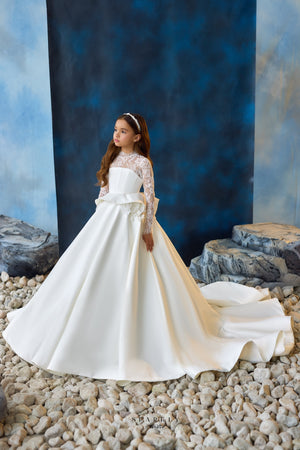 Long Sleeves Communion Flower Girl Dress Celestial 3713