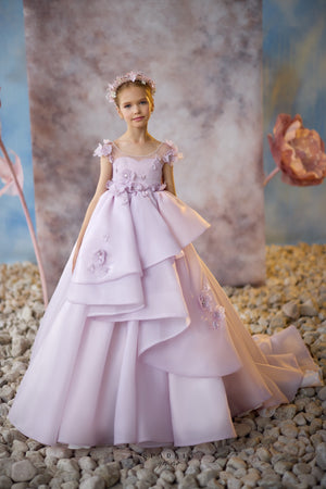 Short Sleeves Communion Flower Girl Dress Celestial 3715