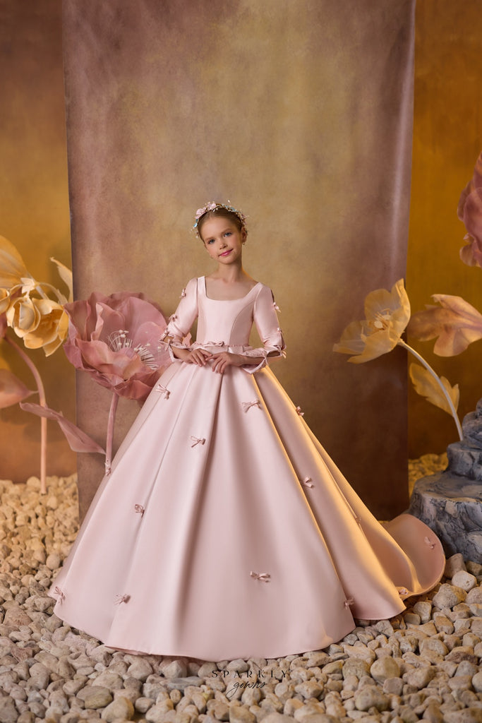 Mikado Communion Flower Girl Long Dress Celestial 3717L