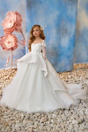 Long Sleeves Communion Flower Girl Dress Celestial 3721