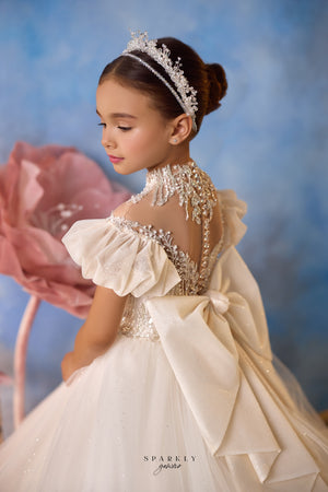 Puffed Sleeves Communion Flower Girl Dress Celestial 3726