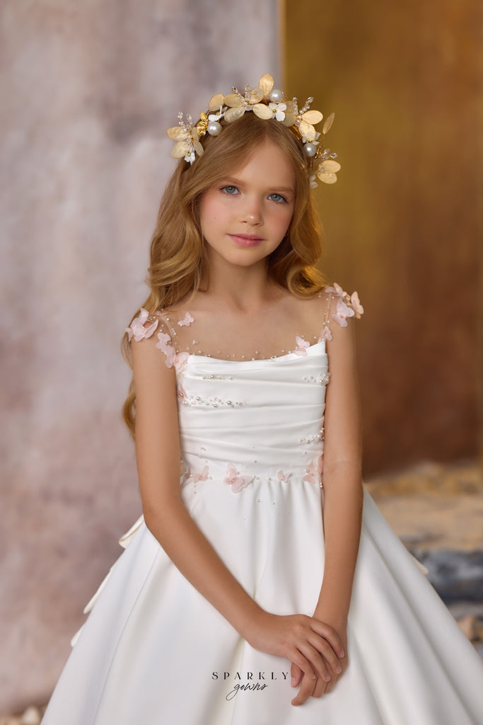 Bateau Neckline Communion Flower Girl Dress Celestial 3727