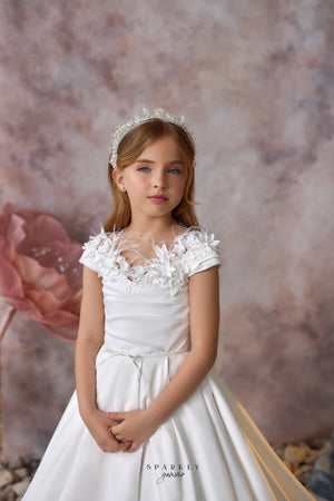 Short Sleeves Communion Flower Girl Dress Celestial 3728