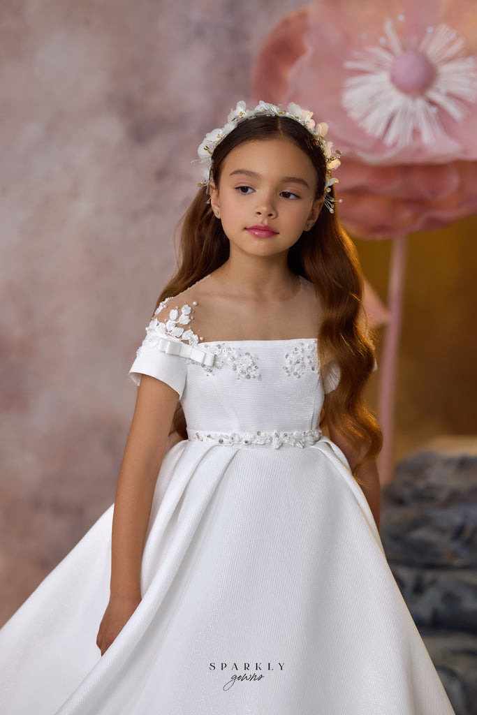 Short Sleeves Communion Flower Girl Dress Celestial 3729