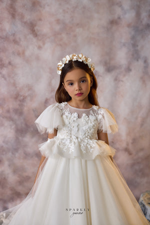 Embroidered Communion Flower Girl Dress Celestial 3733