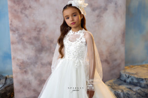 Long Puff Sleeves Communion Flower Girl Dress Celestial 3735