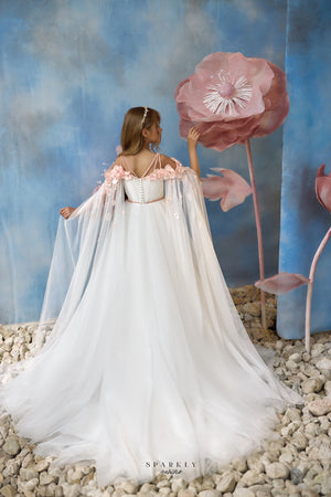 Pearled Communion Flower Girl Dress Celestial 3742