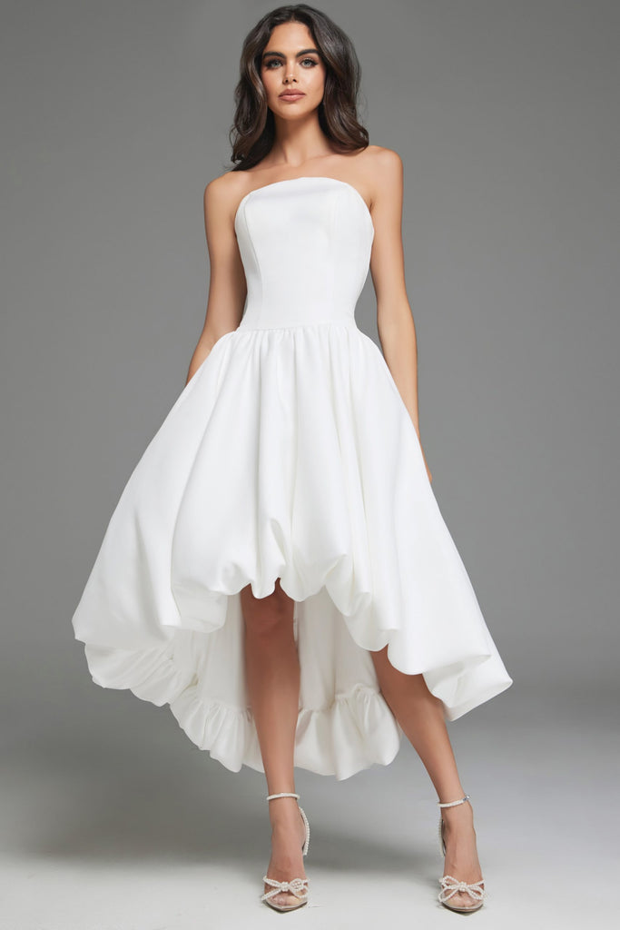 Strapless High-Low Wedding Dress By Jovani 42345