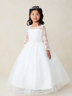 3/4 Sleeves Lace First Communion Gown 5881