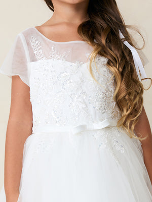 Short Sleeves Lace First Communion Gown 5890