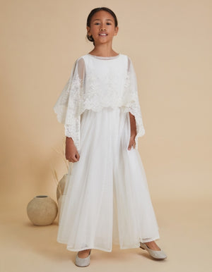 Tulle Communion Jumpsuit Amaya 616132 with Cape