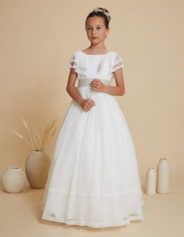 Short Sleeves Spanish Communion Gown Amaya 617031MC