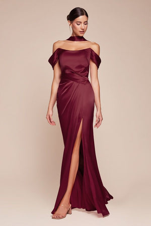 Off the Shoulder Satin Gown 7452