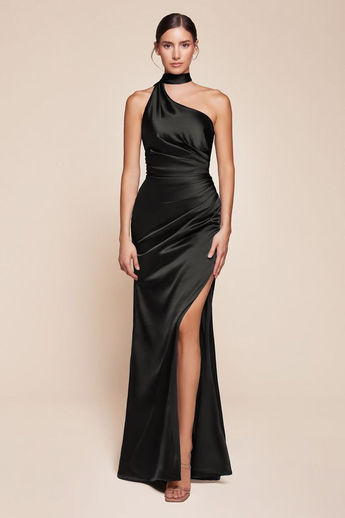 One Shoulder Satin Prom Dress 7454