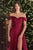 Off the Shoulder Satin Evening Dress 7493-B