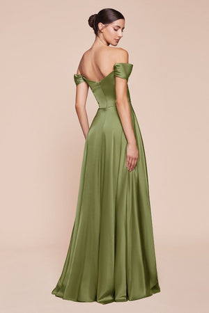 Off the Shoulder Satin Evening Dress 7493-B