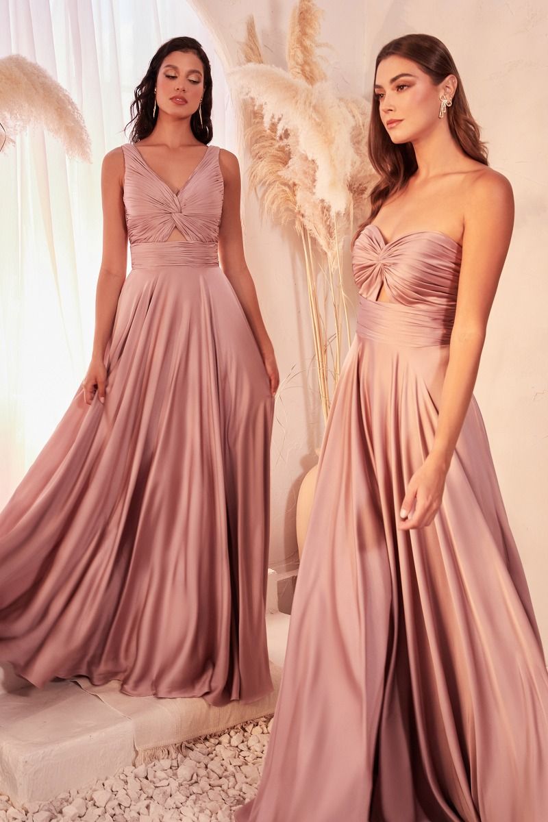 Flowy Satin V-neckline A-line Sienna Bridesmaids or Evening Gown