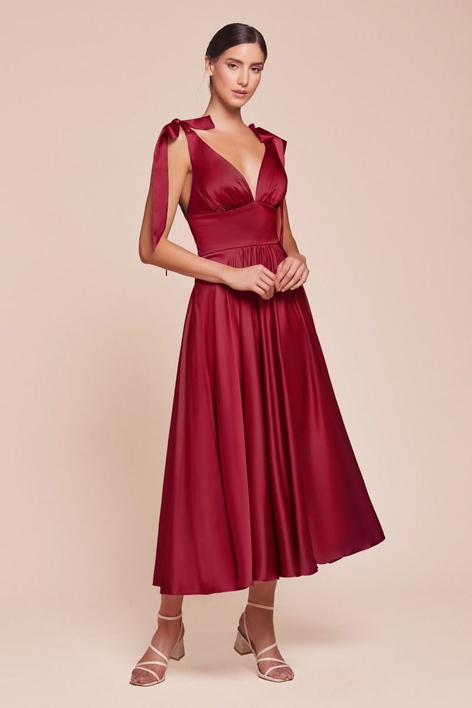 Tea Length Satin Dress La Divine 7499