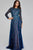 Jovani 80807  Long Sleeves Navy Embellished Dress