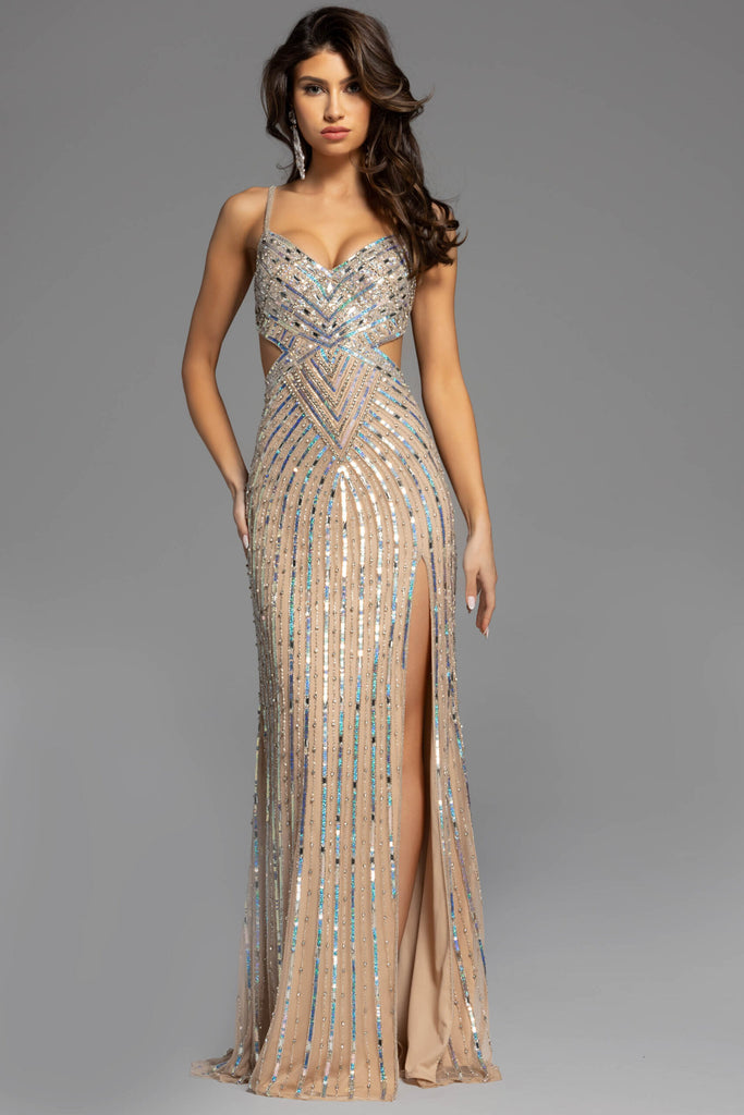 Jovani 40060 Beaded Gown with Cutouts