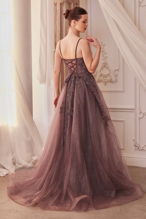 Andrea & Leo A1261 Lace Embellished Tulle Layered Gown