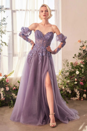 Andrea & Leo Couture A1398 Dettachable Sleeves A-line Prom Dress