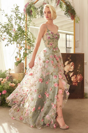 Andrea & Leo Couture A1420 Floral Printed A-line Gown