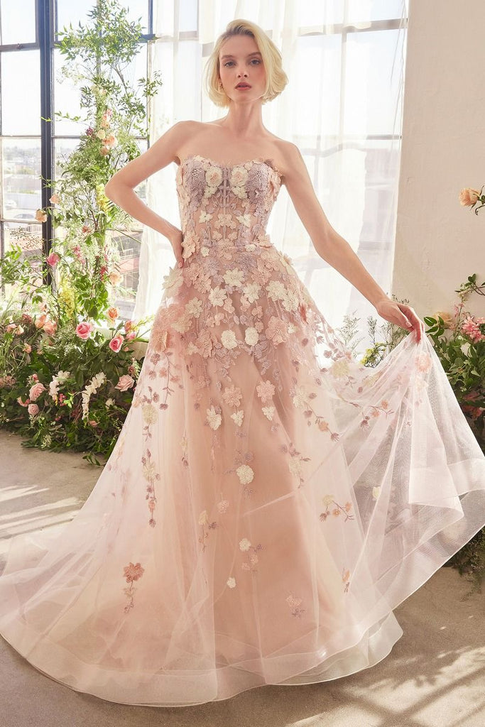 Andrea & Leo Couture A1453 Floral  A-line Gown