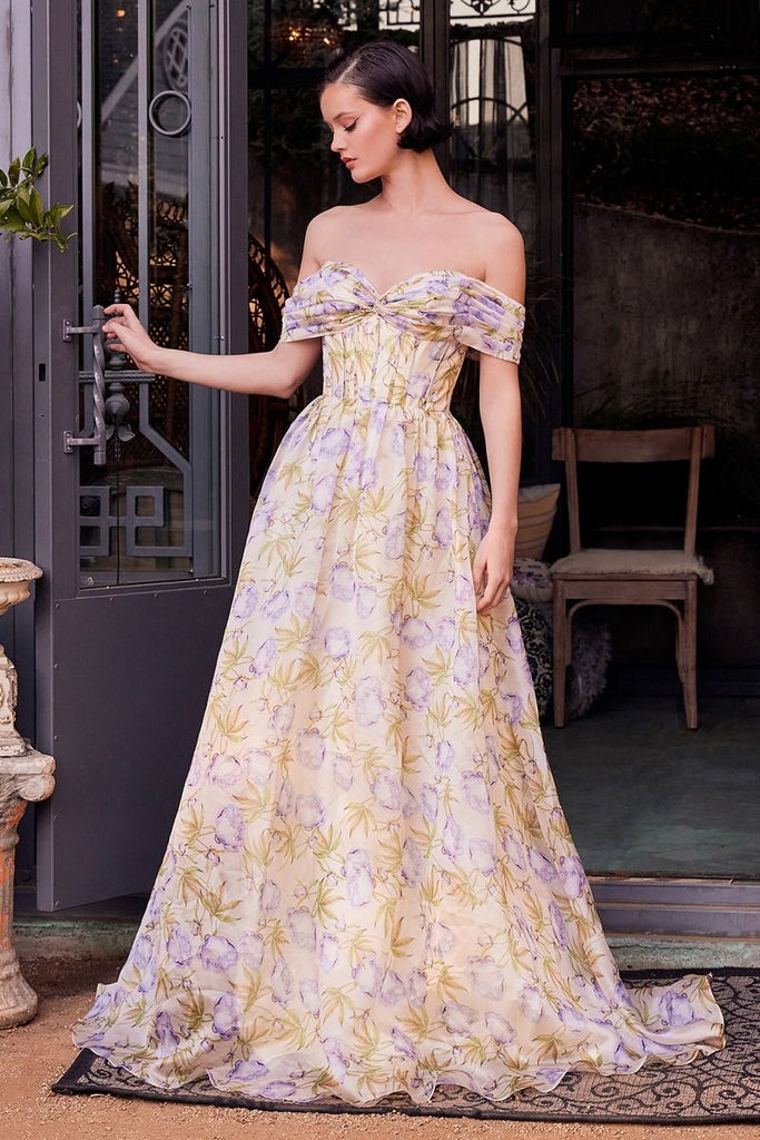 Andrea & Leo Couture A1466 Floral Off-the-Shoulder Gown